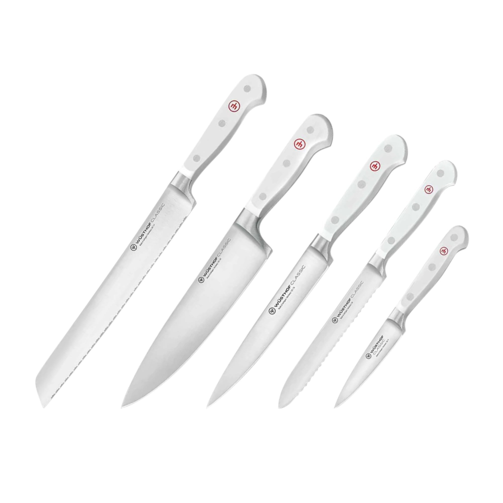 Wusthof Classic White 6pc Design Knife Block Set with Bread Knife